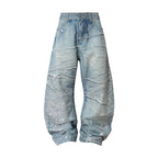 YADcrew 3D Digital Print Rhinestone Machete Jeans