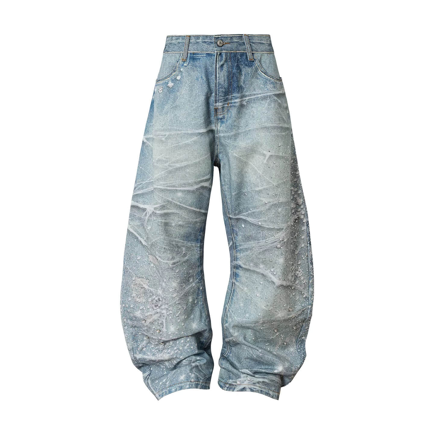 YADcrew 3D Digital Print Rhinestone Machete Jeans