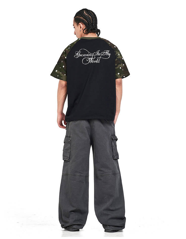 F3F Select Star Print Raglan Color Block Tee