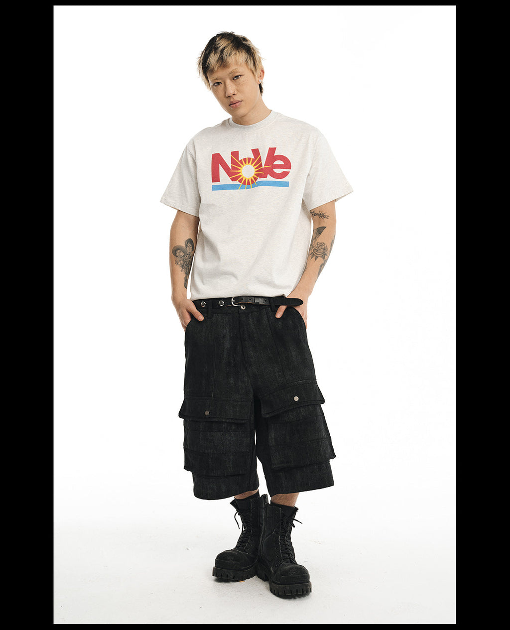 NOVACAM Camouflage & Black Baggy Work Cargo Shorts