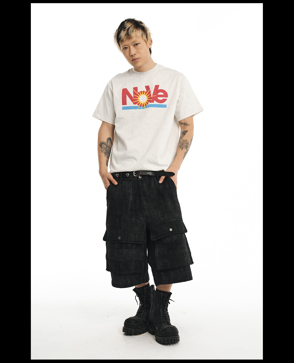 NOVACAM Camouflage & Black Baggy Work Cargo Shorts