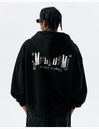 MEDM Beaded Flower Embellished Zip Up Hoodie