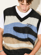 EMPTY REFERENCE Mohair Ripple Wool V-Neck Knit Vest
