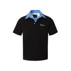 YADcrew Double Collar Layered Twisted Plaid Polo