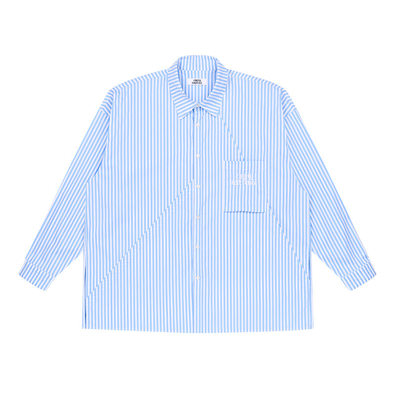 EMPTY REFERENCE Striped Patchwork Long Sleeve Shirt