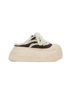1807 INF-008 Gothic Lace Up Shearling Chunky Half Sneakers