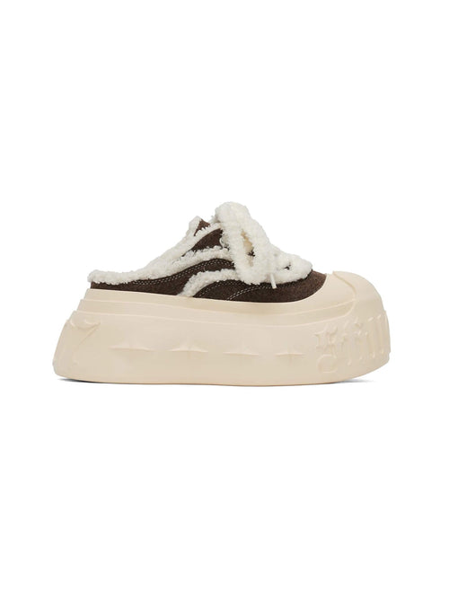 1807 INF-008 Gothic Lace Up Shearling Chunky Half Sneakers