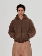 LIBERAFIT Wool Sherpa Hooded Zip Up Jacket