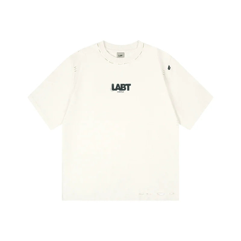 Labt Distressed Holes Logo Print Tee