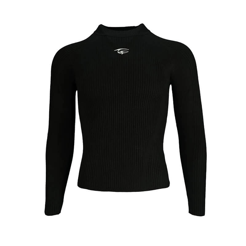 TGFCLUB Basic Logo 3D Silhouette Slim Fit Stretch Knit Sweater