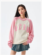 MEDM Color-Blocked Raglan Sleeve Knit Sweater