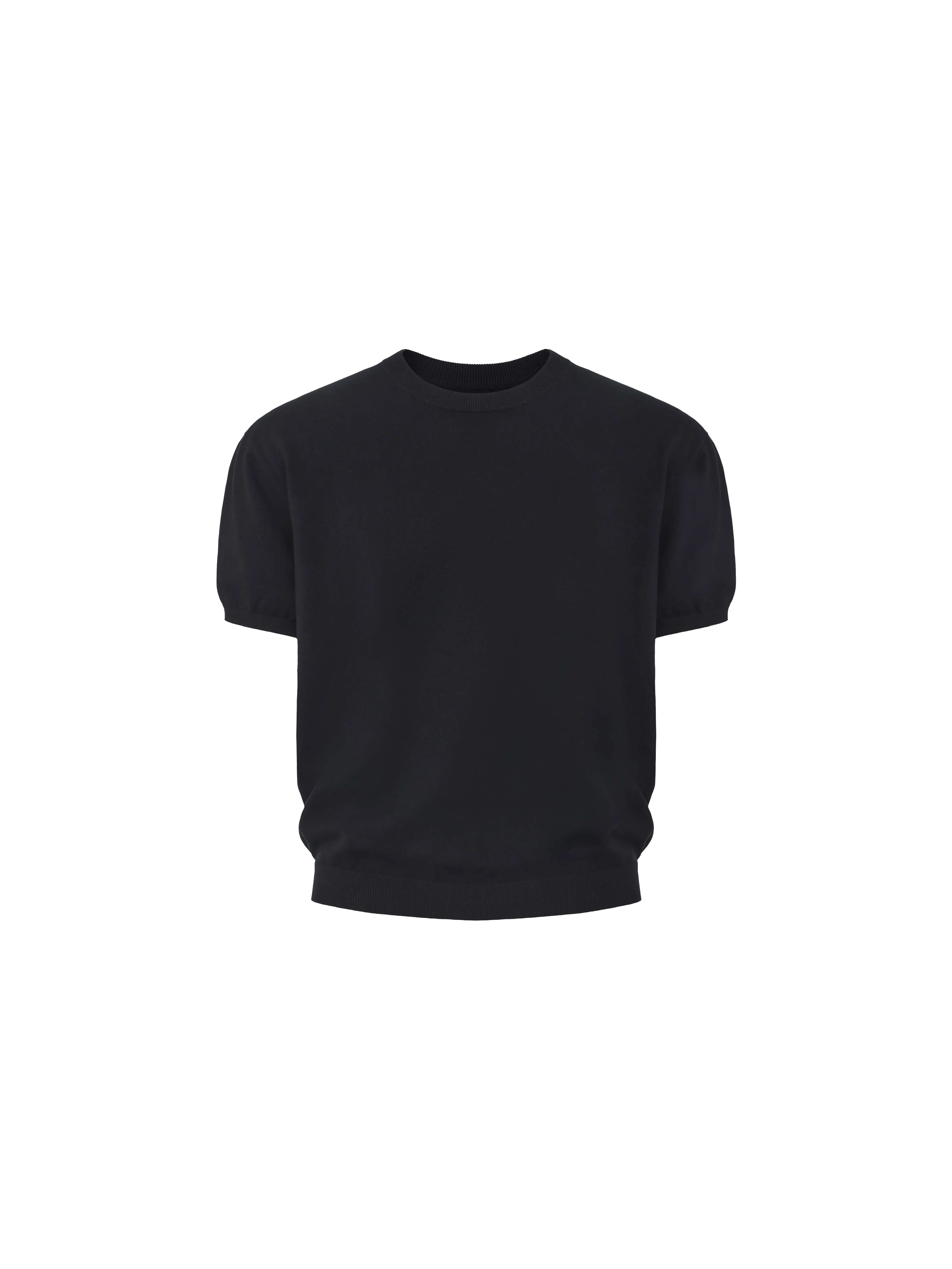 LIBERAFIT Cotton Knit Ribbed Trim Short Sleeve Tee