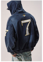Remedy Washed Patch Embroidered Zip Up Hoodie