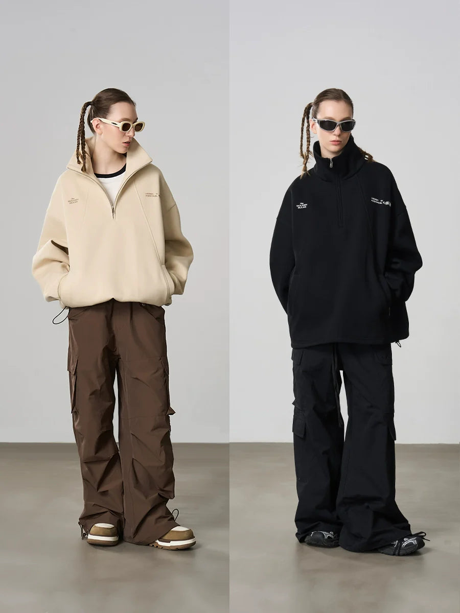 Harsh and Cruel Half Zip Stitched Pullover Sweatshirt