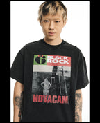 NOVACAM Vintage Rock Washed Black Stitch Tee