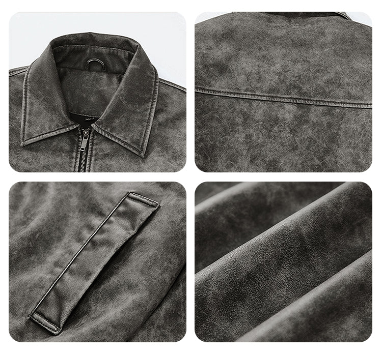 F3F Select Vintage PU Leather Zip Up Jacket