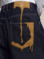 YADcrew Glitter Suede Leather Melting Pocket Jeans
