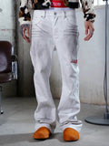 TGFCLUB Kill Graffiti Distressed White Flared Jeans