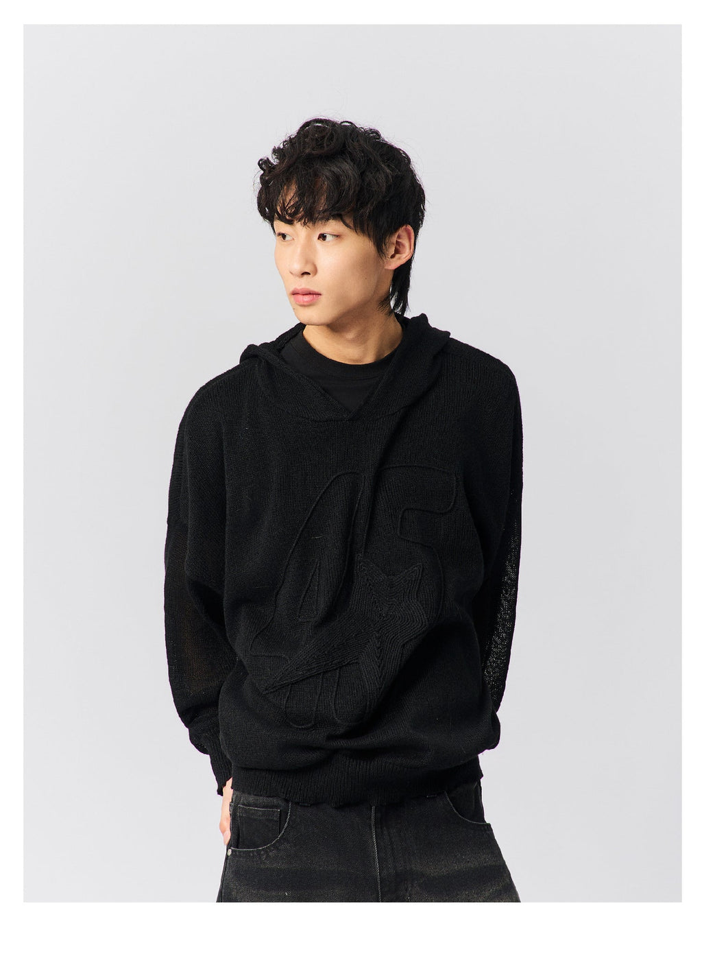 S45 Star Logo Mesh Knit Hoodie