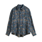 JHYQ Tie Dye Basic Plaid Long Sleeved Shirt