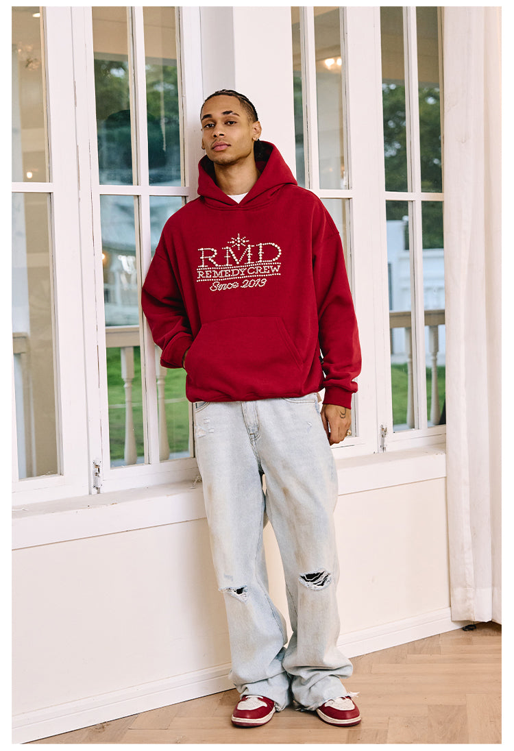 Remedy RMD Pearl Letter Embroidered Hoodie