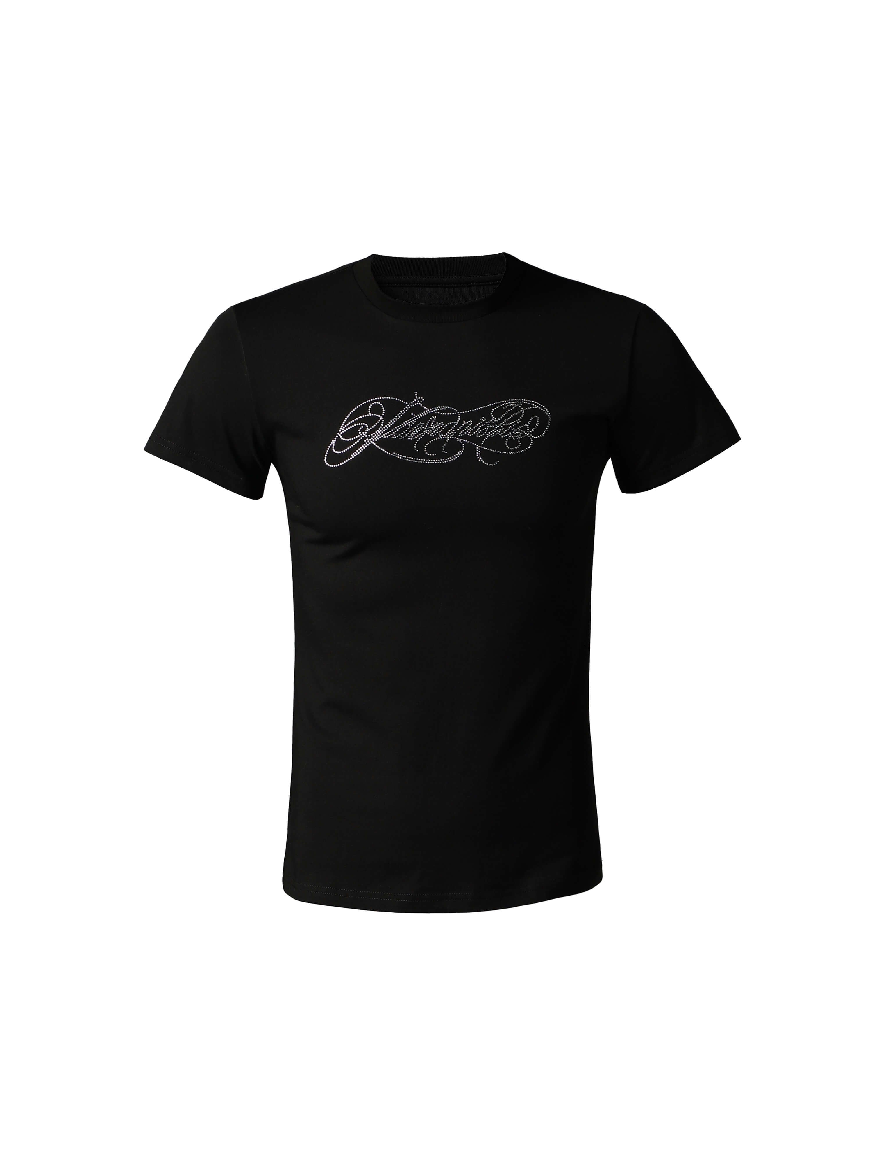 KARMANISTIC Rhinestone Logo Slim Fit Stretch Tee