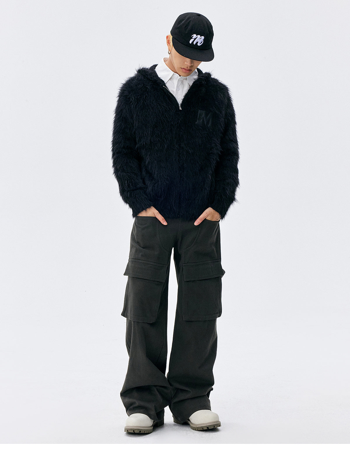 MEDM Mohair Hooded Zip Up Jacket