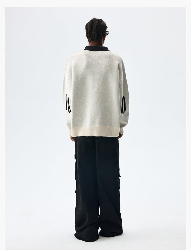 MEDM Patchwork Striped Elbow Knit Sweater