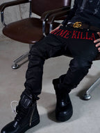 TGFCLUB PRIME KILLA Print Rhinestone Waxed Slim Fit Skinny Jeans