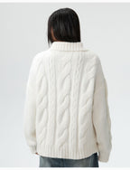 MEDM Cable Knit Half Zip Polo Sweater