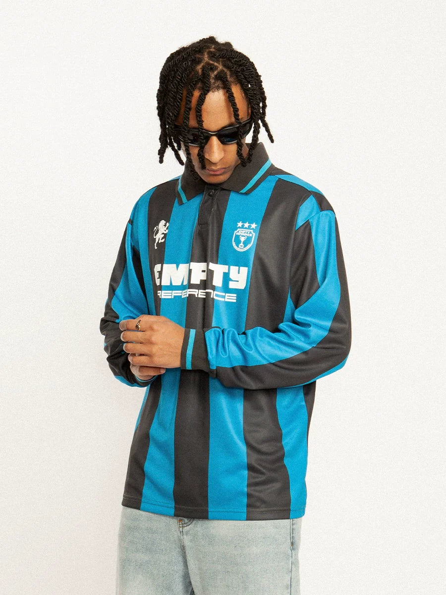 EMPTY REFERENCE Striped Sports Long Sleeve Polo