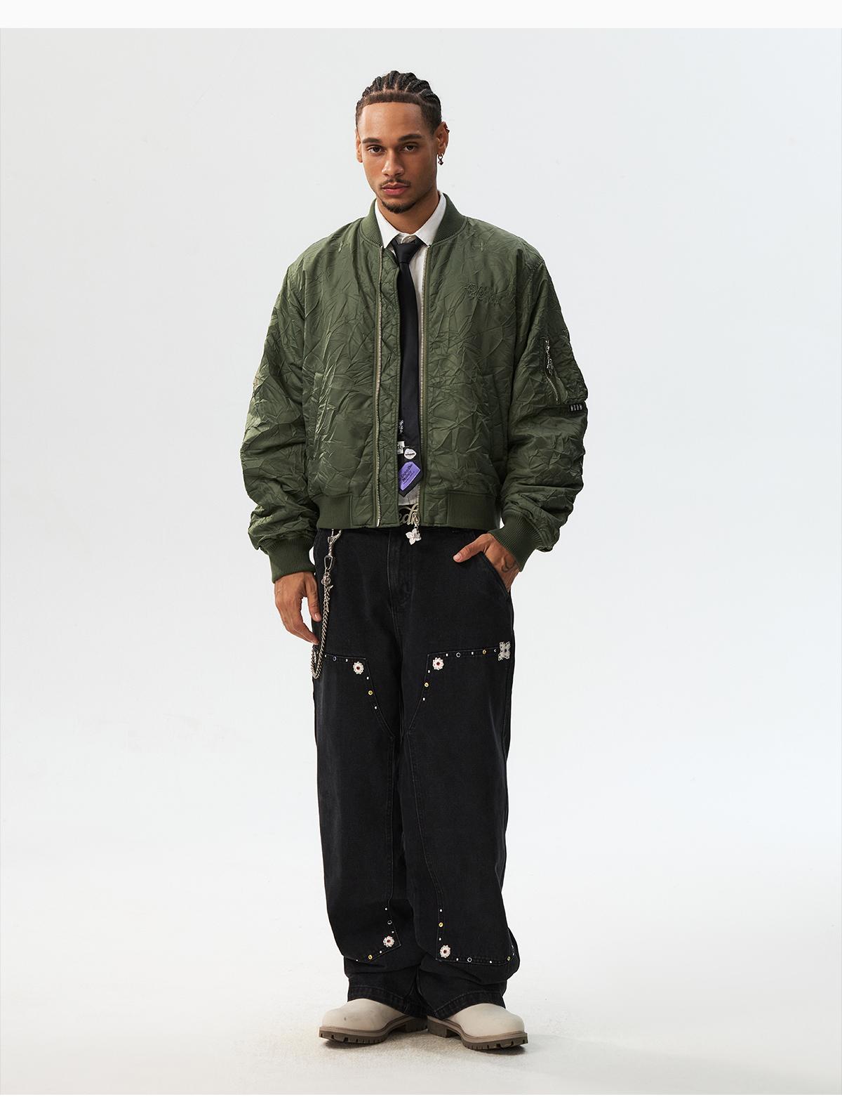 MEDM Crinkled Nylon MA-1 Bomber Jacket