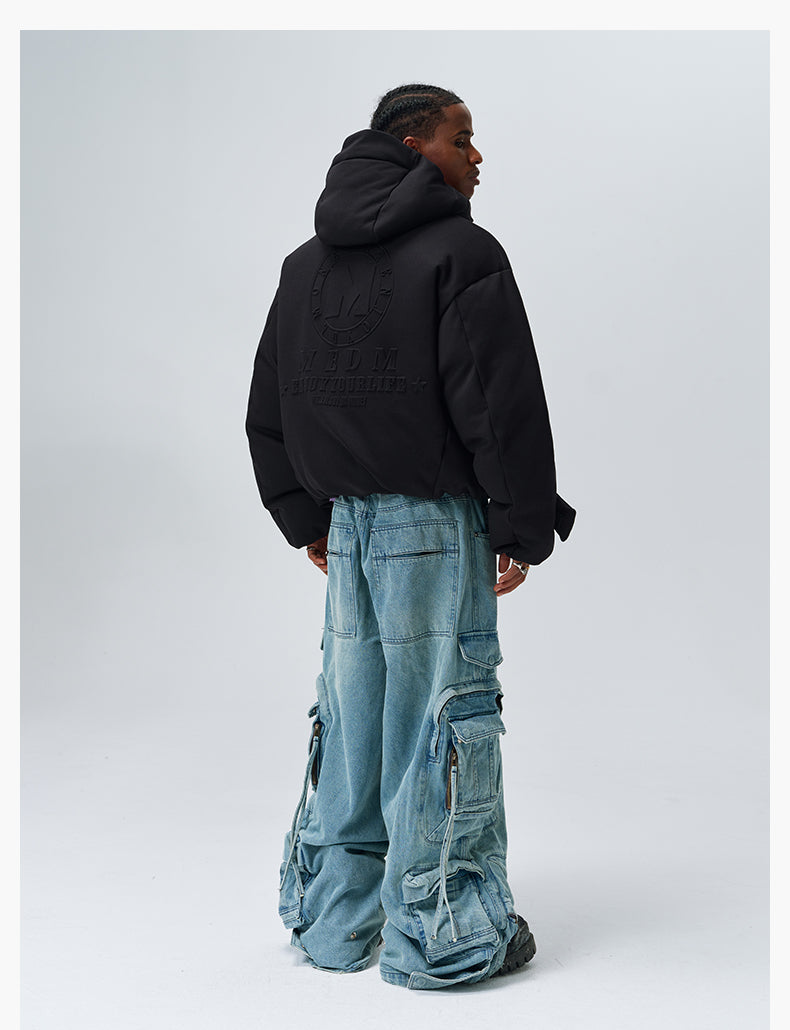 MEDM Embossed Logo Hooded Down Jacket