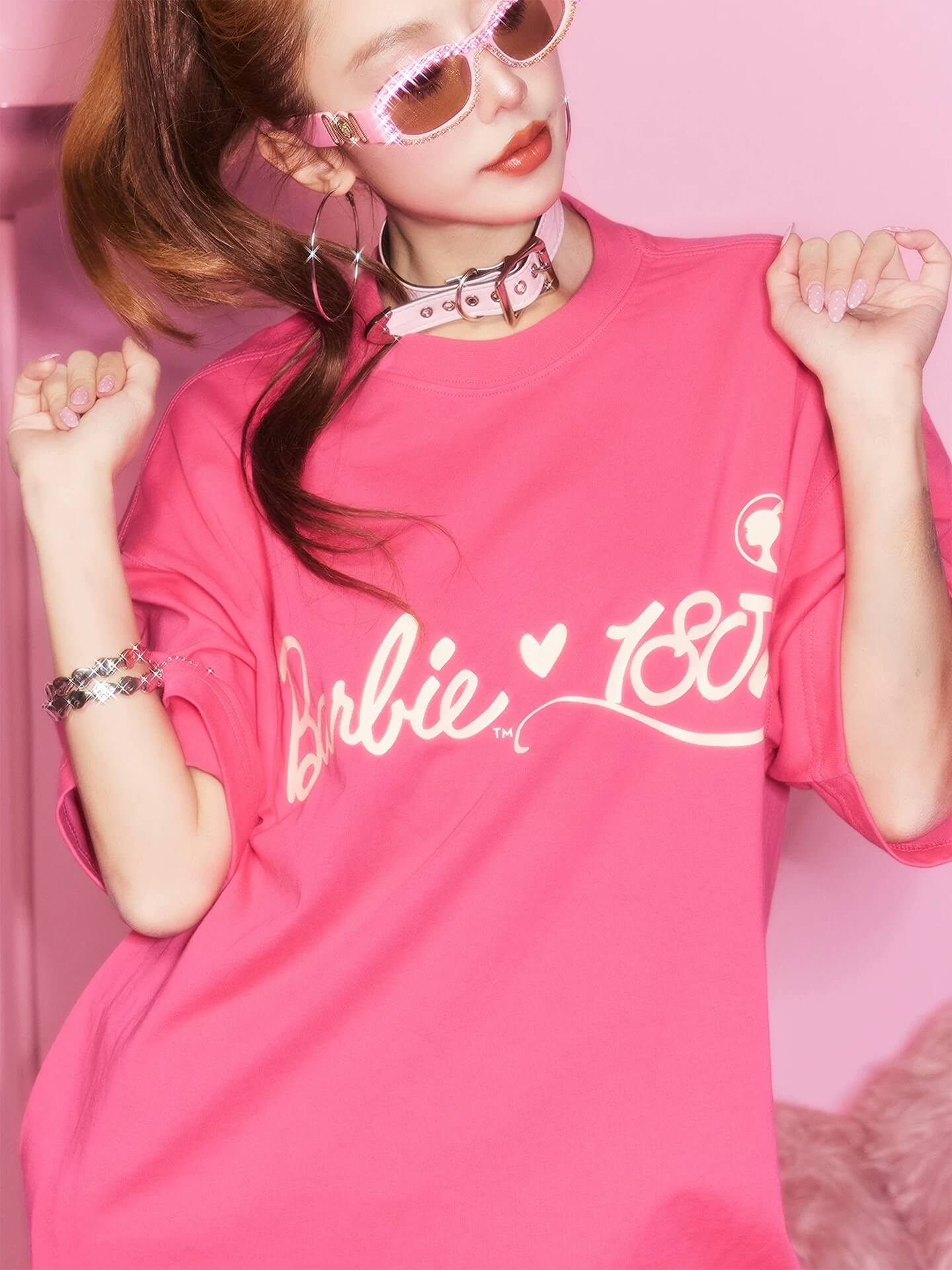 1807 Barbie Glitter Graphic Short Sleeve Tee