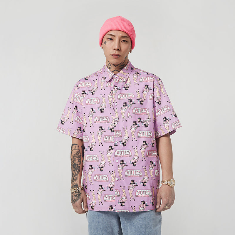 VOTE Ice Cream Girl Pattern Shirt