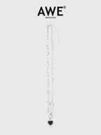 AWE Diamond Pin Black Heart Chain Necklace