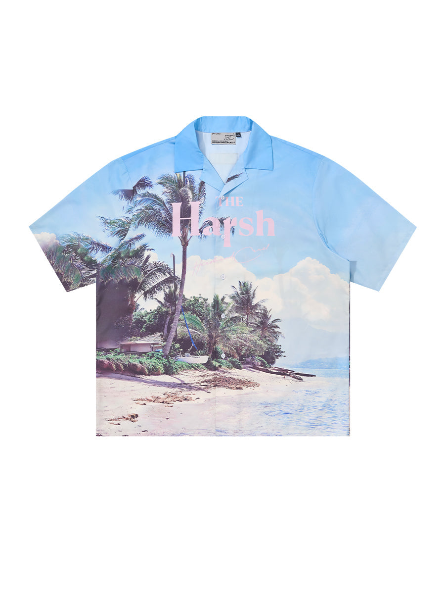 Harsh and Cruel Hawaiian Beach Logo Cuban Shirt