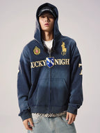 Remedy Washed Patch Embroidered Zip Up Hoodie