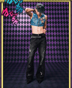 MEDM × JOJO Icon Embroidery Washed Distressed Jeans