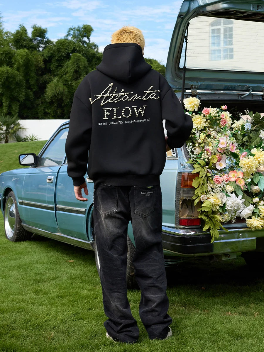 Harsh and Cruel Signature Pearl Embroidered Zip Up Hoodie