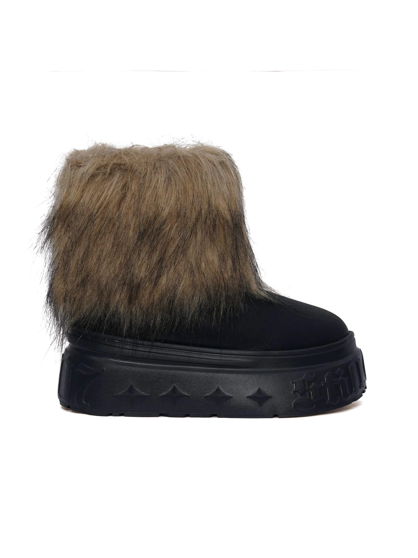 1807 INF-010 Gothic Chunky Platform Faux Fur Trim Shearling Boots
