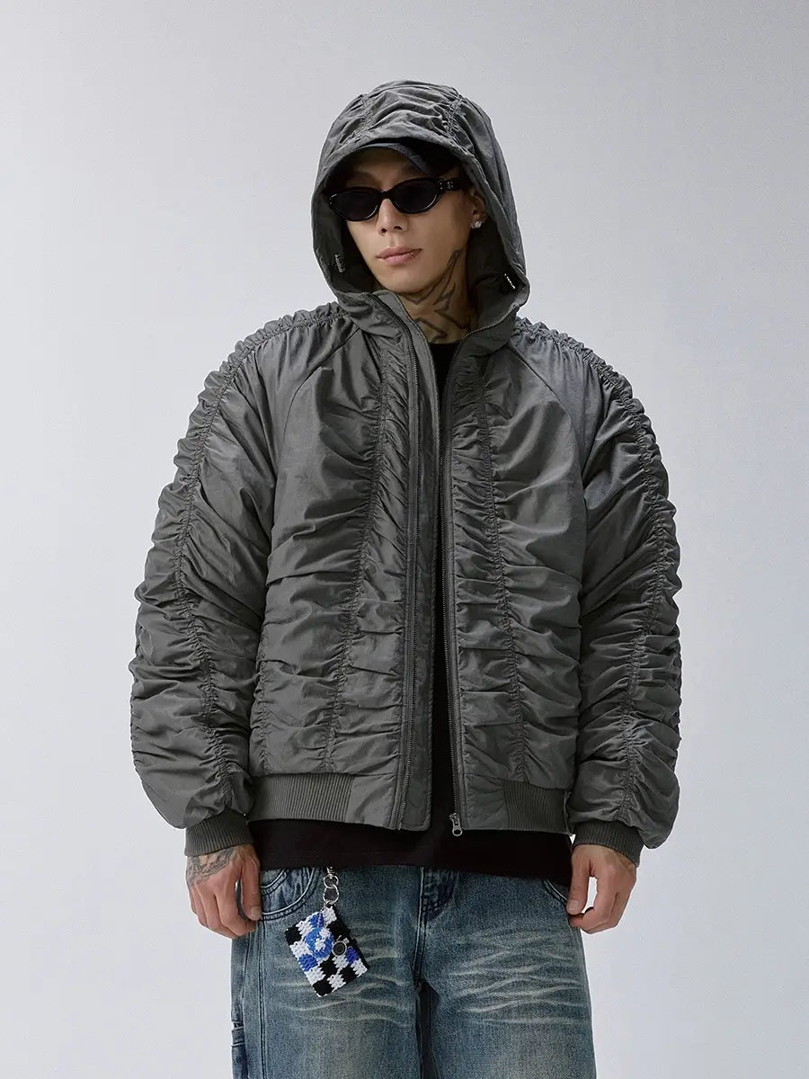 F2CE Ruched Hooded MA-1 Bomber Jacket