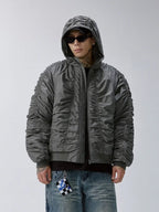 F2CE Ruched Hooded MA-1 Bomber Jacket