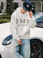 MEDM M Buckled Drawstring Pearl Logo Embroidered Hoodie