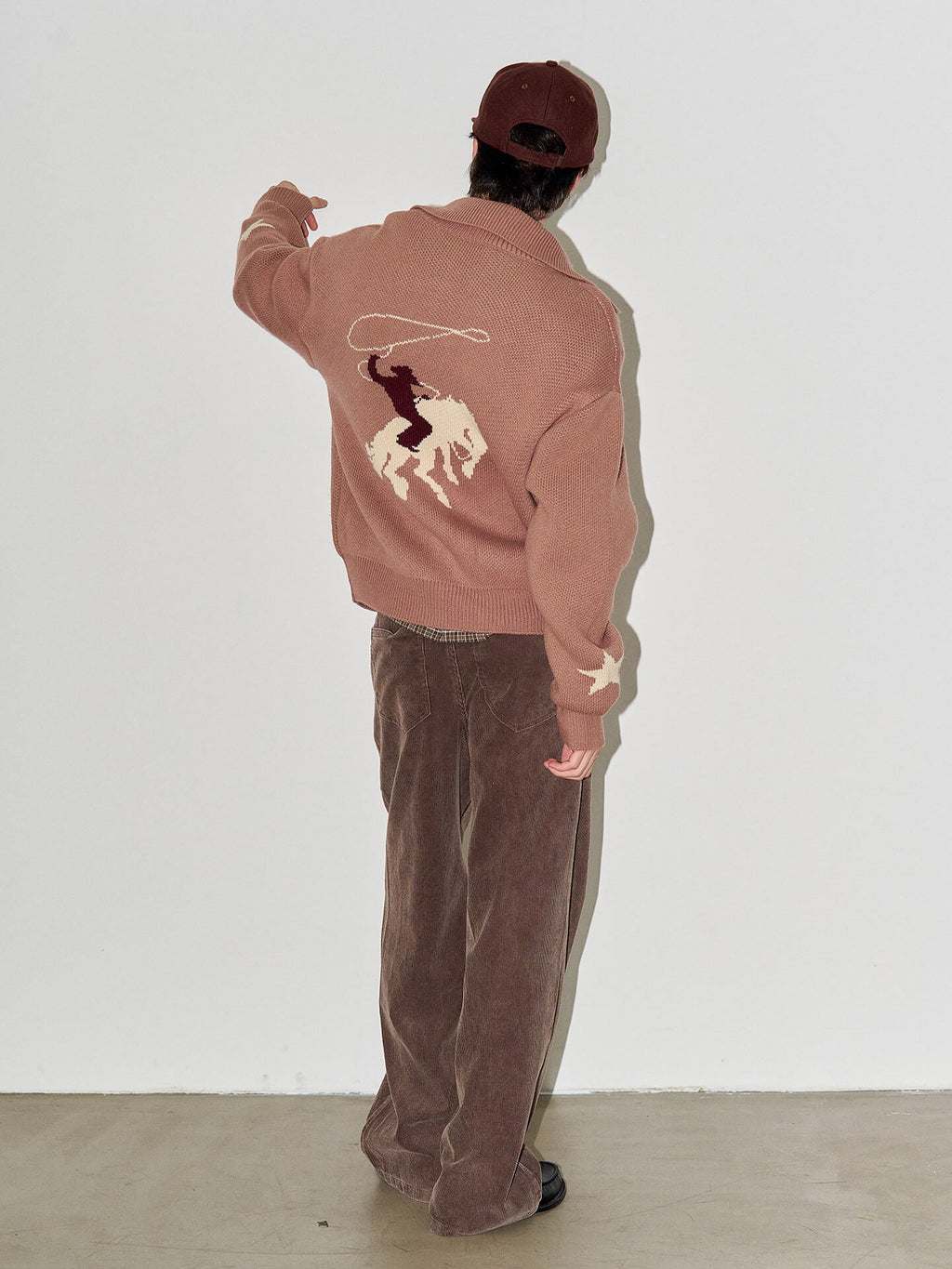LIBERAFIT Cowboy Star Jacquard Zip Up Cowichan Cardigan