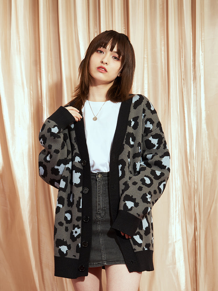 VOTE Leopard Knitted Cardigan