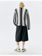 MEDM Multi Color Striped Open Knit Sweater