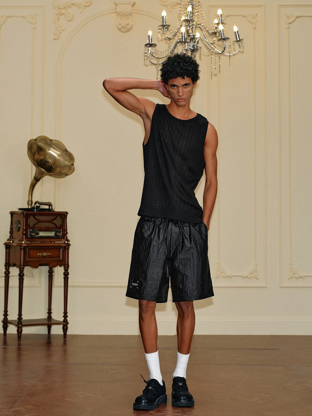 YADcrew Metallic Nylon Quick Dry Shorts