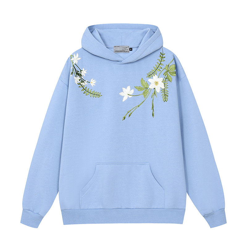 Harsh and Cruel Floral Garland Embroidered Text HACR Hoodie