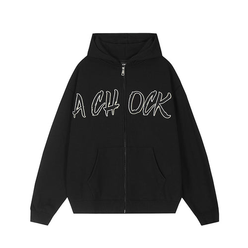 Achock Embroidery Logo Zipper Hoodie